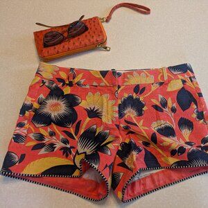 J Crew High Waist Hawaiian Hibiscus Floral Shorts Size 10 EUC
